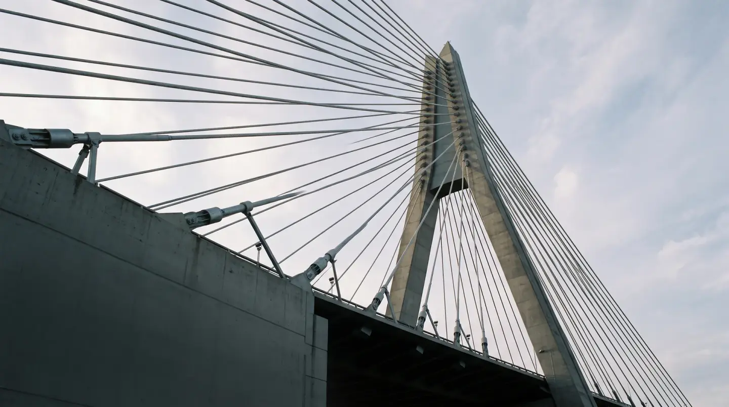 Pylon and stay cables on a cable-stayed bridge