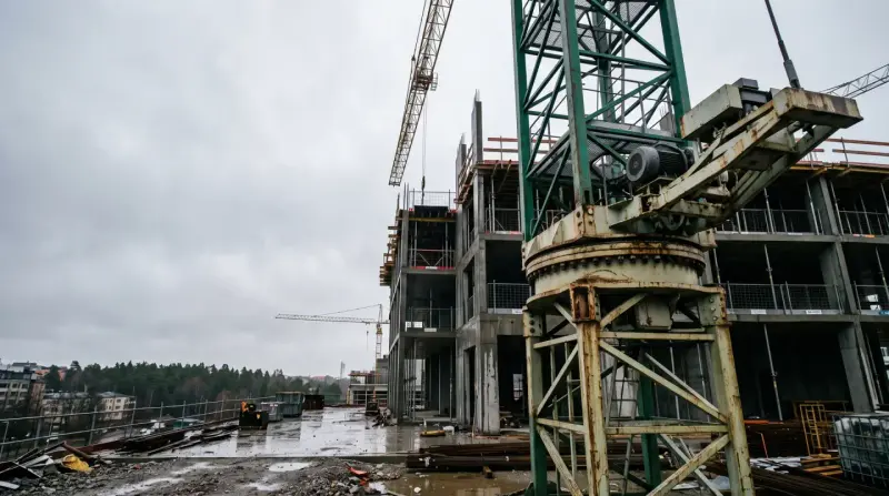 Slewing ring and bolted joint on a tower crane
